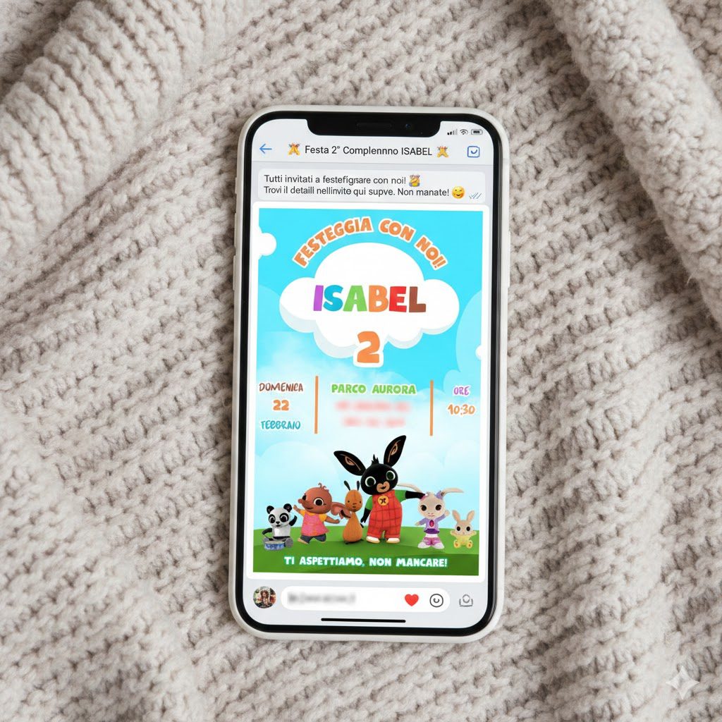 Invito WhatsApp Compleanno – Collezione "Color Party" (Tema Bing) - immagine 2